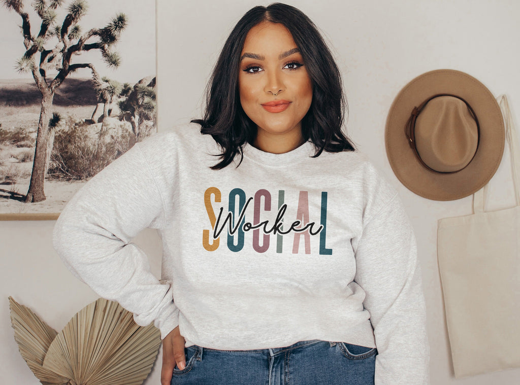 Social Worker Multicolor, Social Worker Student Graduation, New Future Healthcare Social Worker Gift, LSW, MSW, Unisex Crewneck Sweatshirt