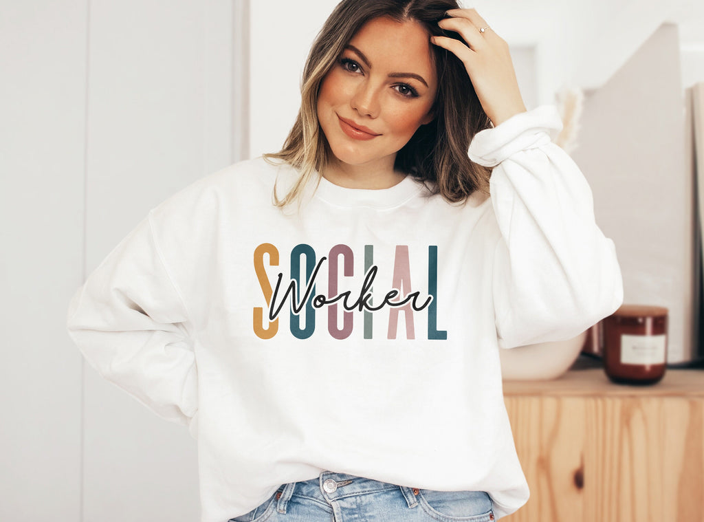 Social Worker Multicolor, Social Worker Student Graduation, New Future Healthcare Social Worker Gift, LSW, MSW, Unisex Crewneck Sweatshirt