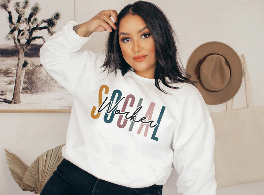 Social Worker Multicolor, Social Worker Student Graduation, New Future Healthcare Social Worker Gift, LSW, MSW, Unisex Crewneck Sweatshirt