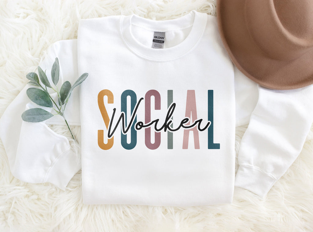 Social Worker Multicolor, Social Worker Student Graduation, New Future Healthcare Social Worker Gift, LSW, MSW, Unisex Crewneck Sweatshirt