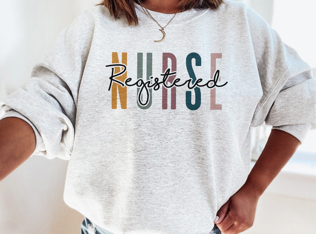 RN Colorful Sweatshirt - Registered Nurse Shirt - Gift For Student Nurse - Nursing School Grad - Unisex Crewneck Sweatshirt