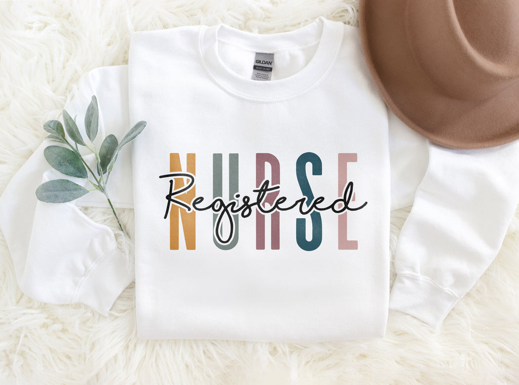 RN Colorful Sweatshirt - Registered Nurse Shirt - Gift For Student Nurse - Nursing School Grad - Unisex Crewneck Sweatshirt