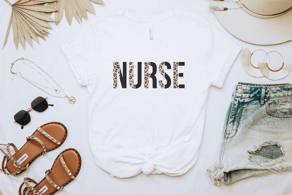 Black Leopard Nurse Shirt, Nursing School Student, Graduation Gift, Animal Print, RN, LPN, Unisex Graphic Tee