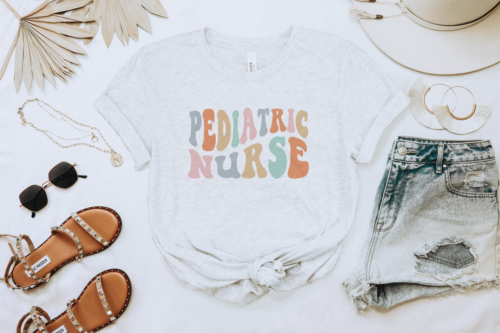 Groovy Retro Pediatric Nurse Shirt, New Future Nurse Gift Idea, Nursing School Student Grad, RN LPN, PEDS Nurse Life, Unisex Graphic Tee