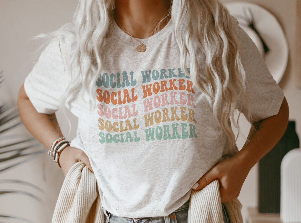 Groovy Wavy Social Worker Shirt, Gift For LSW CSW, Social Work Shirts, Graduation Gift, Retro Social Worker Grad, Unisex Graphic Tee