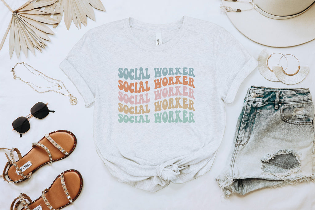 Groovy Wavy Social Worker Shirt, Gift For LSW CSW, Social Work Shirts, Graduation Gift, Retro Social Worker Grad, Unisex Graphic Tee