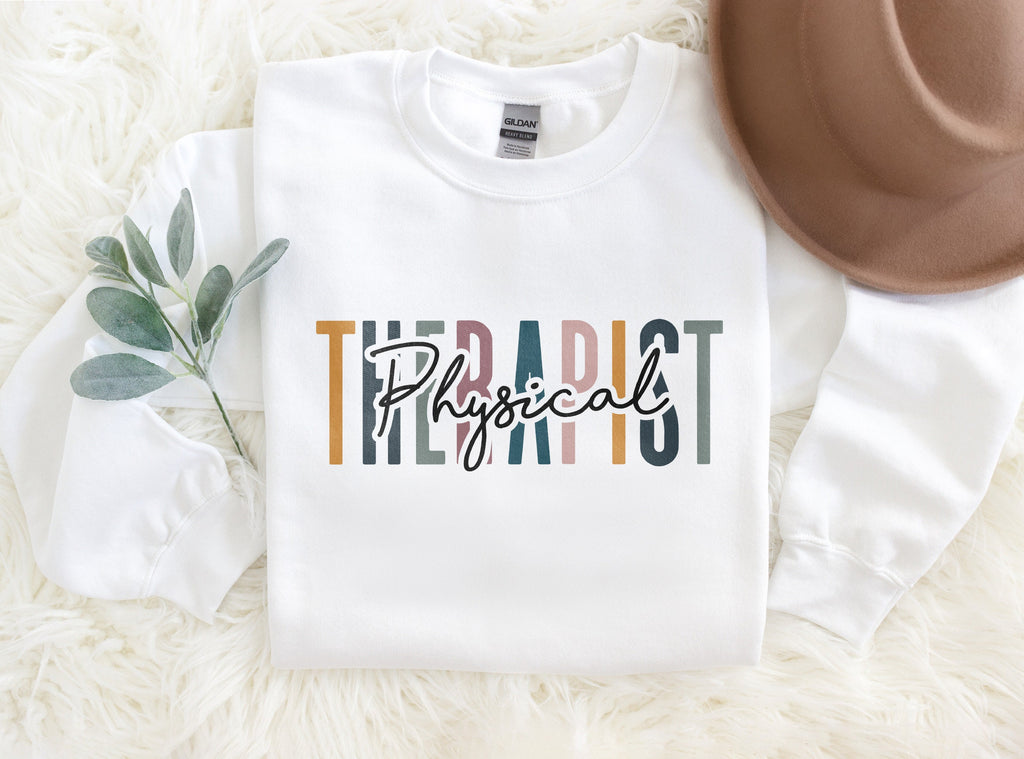PT Multicolor Sweatshirt, Physical Therapist Shirt, Physical Therapy, Graduation Gift, Coworker Office Gift, Unisex Crewneck