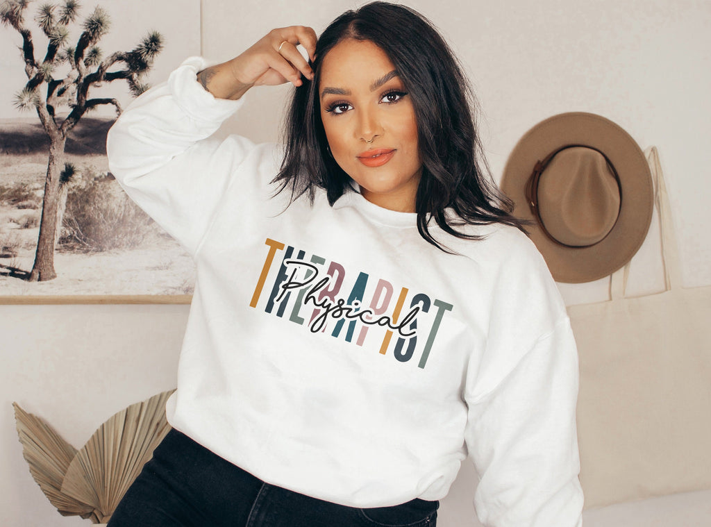 PT Multicolor Sweatshirt, Physical Therapist Shirt, Physical Therapy, Graduation Gift, Coworker Office Gift, Unisex Crewneck