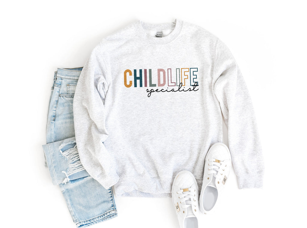 Child Life Specialist Colorful Sweatshirt, Certified Child Life Shirt, Coping Comfort Play, Team Group Shirts, Unisex Crewneck Sweatshirt