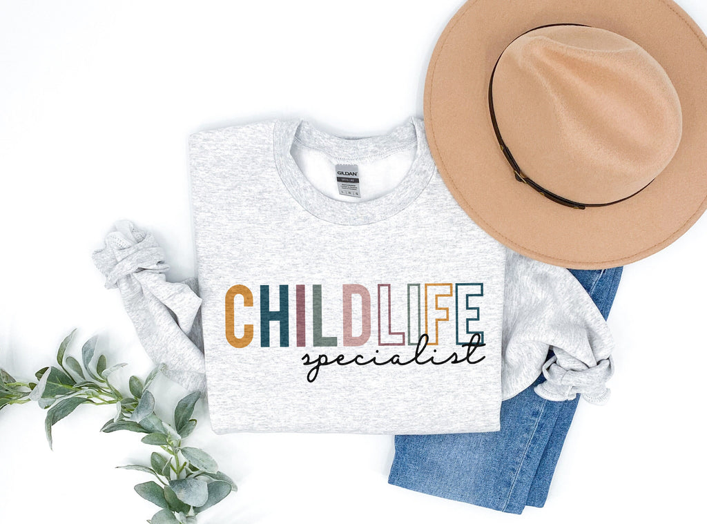 Child Life Specialist Colorful Sweatshirt, Certified Child Life Shirt, Coping Comfort Play, Team Group Shirts, Unisex Crewneck Sweatshirt
