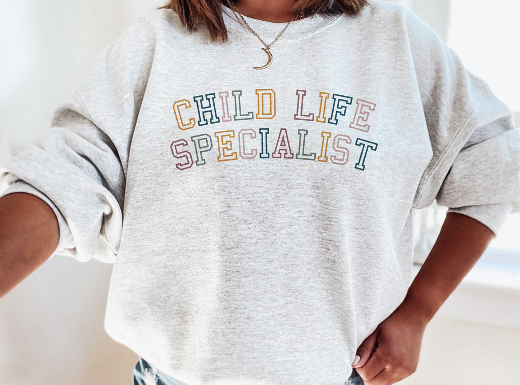 Retro Child Life Specialist Colorful Sweatshirt, Certified Child Life Shirt, Coping Comfort Play, CLS CCLS, Unisex Crewneck Sweatshirt