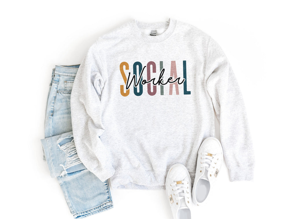 Social Worker Multicolor, Social Worker Student Graduation, New Future Healthcare Social Worker Gift, LSW, MSW, Unisex Crewneck Sweatshirt