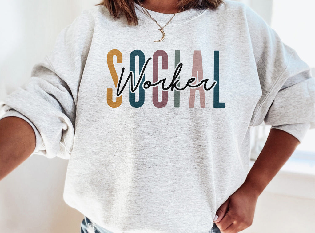 Social Worker Multicolor, Social Worker Student Graduation, New Future Healthcare Social Worker Gift, LSW, MSW, Unisex Crewneck Sweatshirt