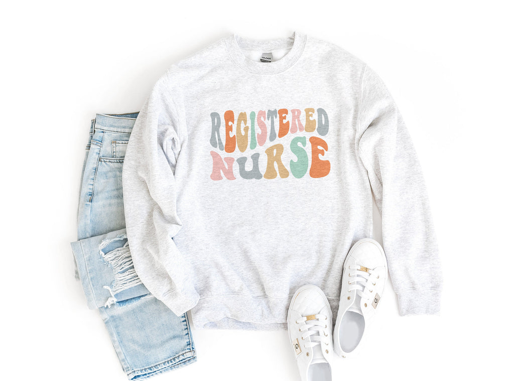Groovy Registered Nurse Sweatshirt, New Future Nurse Gift Idea, Nursing School Student Grad, RN Nurse Life, Unisex Crewneck