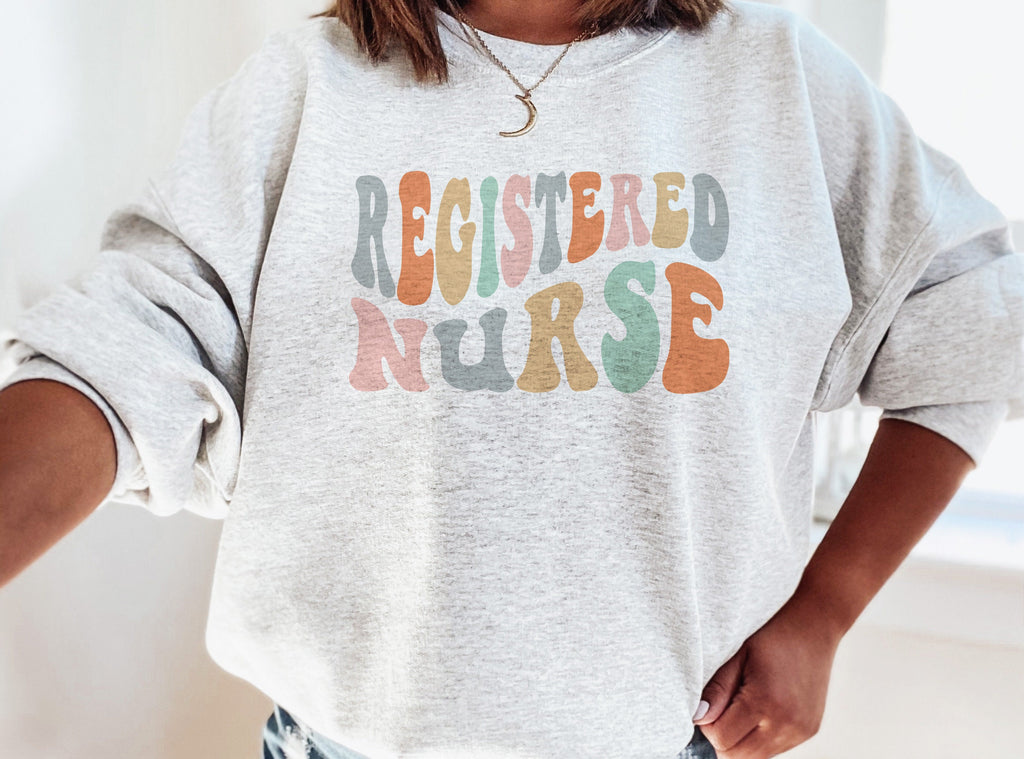 Groovy Registered Nurse Sweatshirt, New Future Nurse Gift Idea, Nursing School Student Grad, RN Nurse Life, Unisex Crewneck