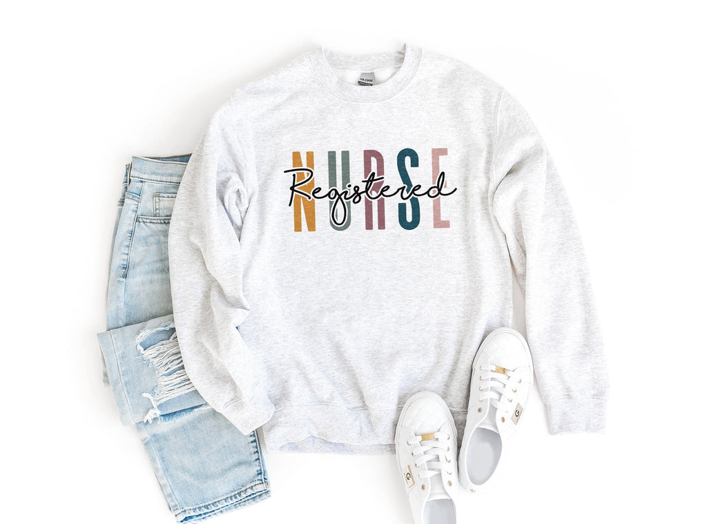 RN Colorful Sweatshirt - Registered Nurse Shirt - Gift For Student Nurse - Nursing School Grad - Unisex Crewneck Sweatshirt