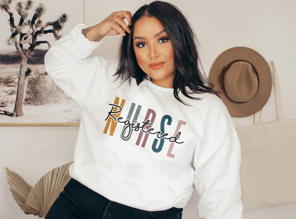 RN Colorful Sweatshirt - Registered Nurse Shirt - Gift For Student Nurse - Nursing School Grad - Unisex Crewneck Sweatshirt
