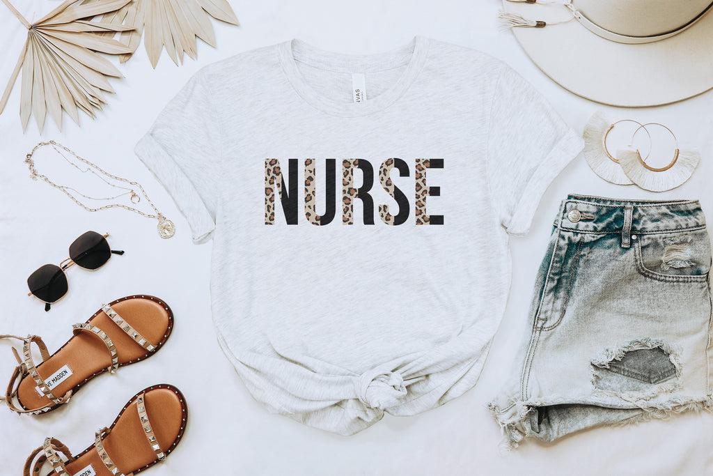 Black Leopard Nurse Shirt, Nursing School Student, Graduation Gift, Animal Print, RN, LPN, Unisex Graphic Tee