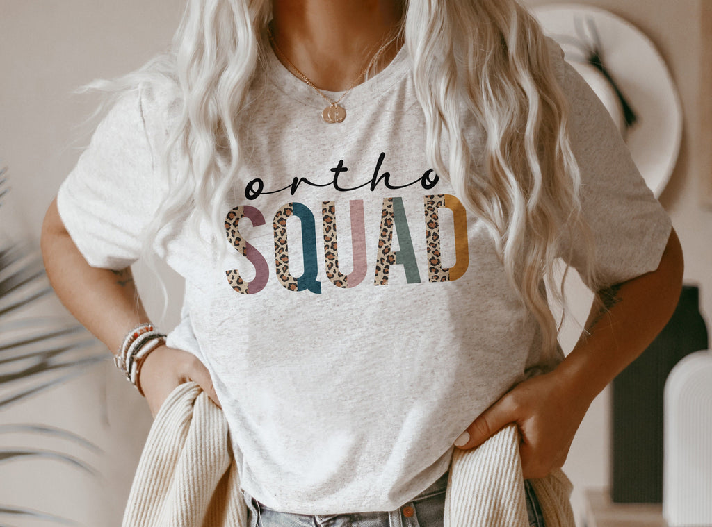 Ortho Squad Shirt - Orthopedics Nurse - Orthodontist - Gift For Her - Boho Leopard / Cheetah - Group Shirts - Unisex Graphic Tee