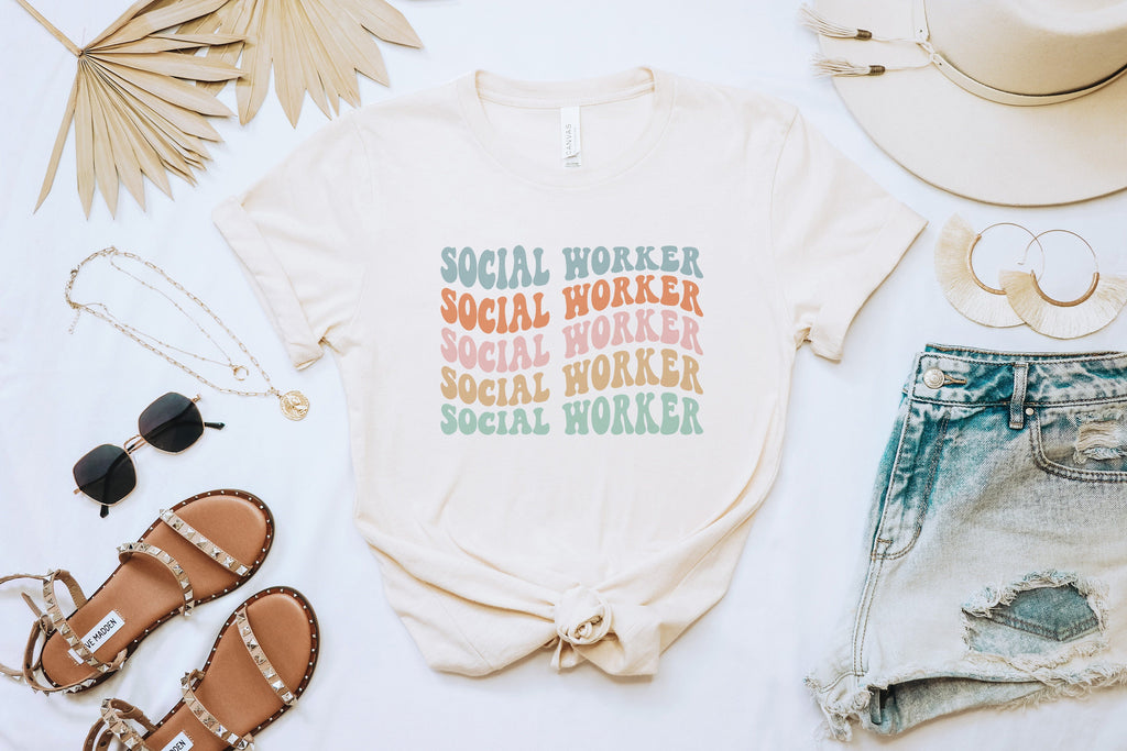Groovy Wavy Social Worker Shirt, Gift For LSW CSW, Social Work Shirts, Graduation Gift, Retro Social Worker Grad, Unisex Graphic Tee