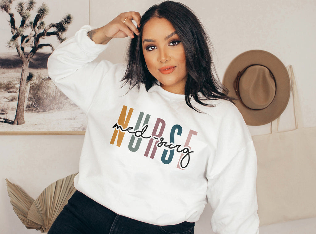 Med Surg Nurse Multicolor Sweatshirt - Medical Surgical Floor Nurse Shirt - Gift For Student Nurse - Nursing School Grad - Unisex Crewneck