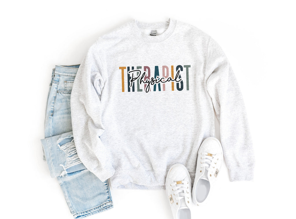 PT Multicolor Sweatshirt, Physical Therapist Shirt, Physical Therapy, Graduation Gift, Coworker Office Gift, Unisex Crewneck