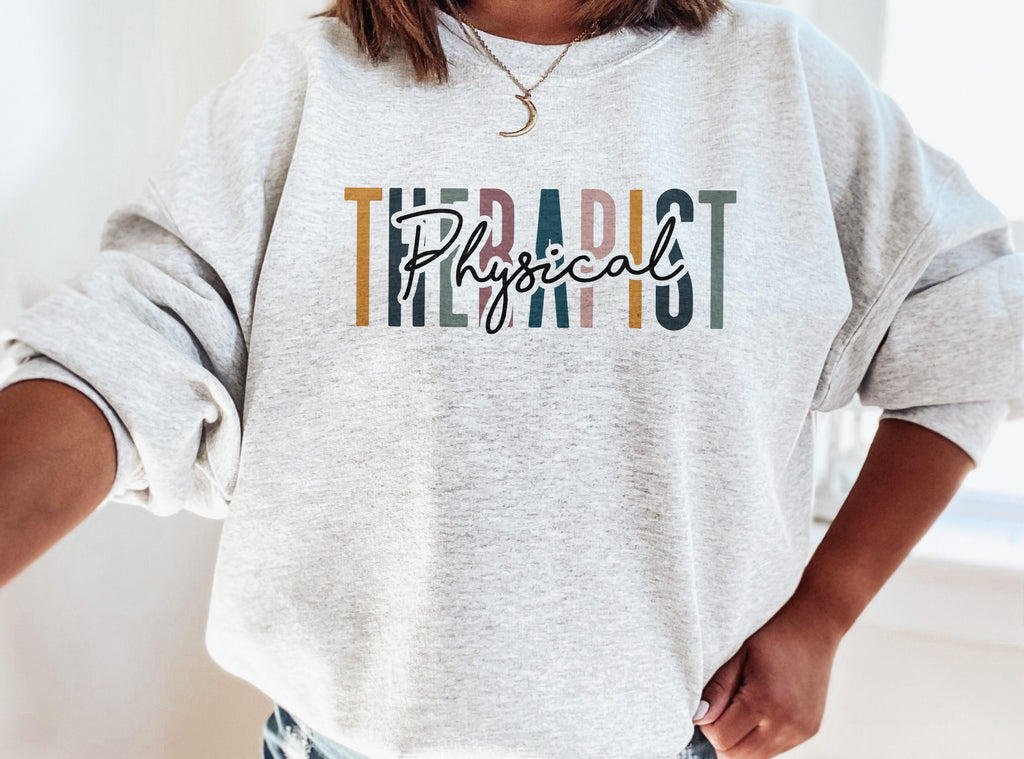 PT Multicolor Sweatshirt, Physical Therapist Shirt, Physical Therapy, Graduation Gift, Coworker Office Gift, Unisex Crewneck