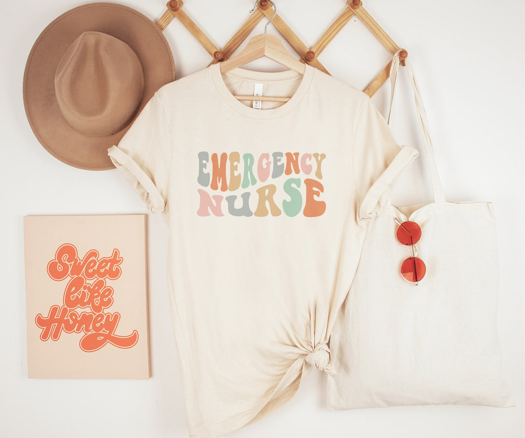Groovy Retro Emergency Nurse Shirt, New Future Nurse Gift Idea, Nursing School Student Grad, RN LPN, ER Nurse Life, Unisex Graphic Tee