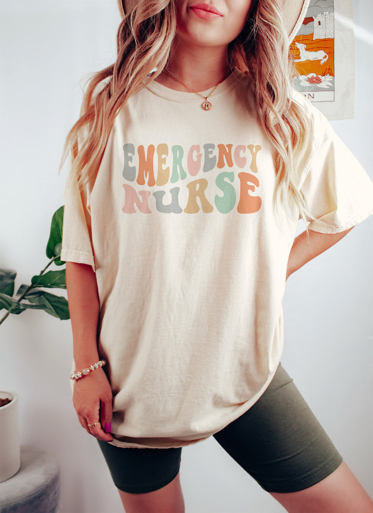 Groovy Retro Emergency Nurse Shirt, New Future Nurse Gift Idea, Nursing School Student Grad, RN LPN, ER Nurse Life, Unisex Graphic Tee