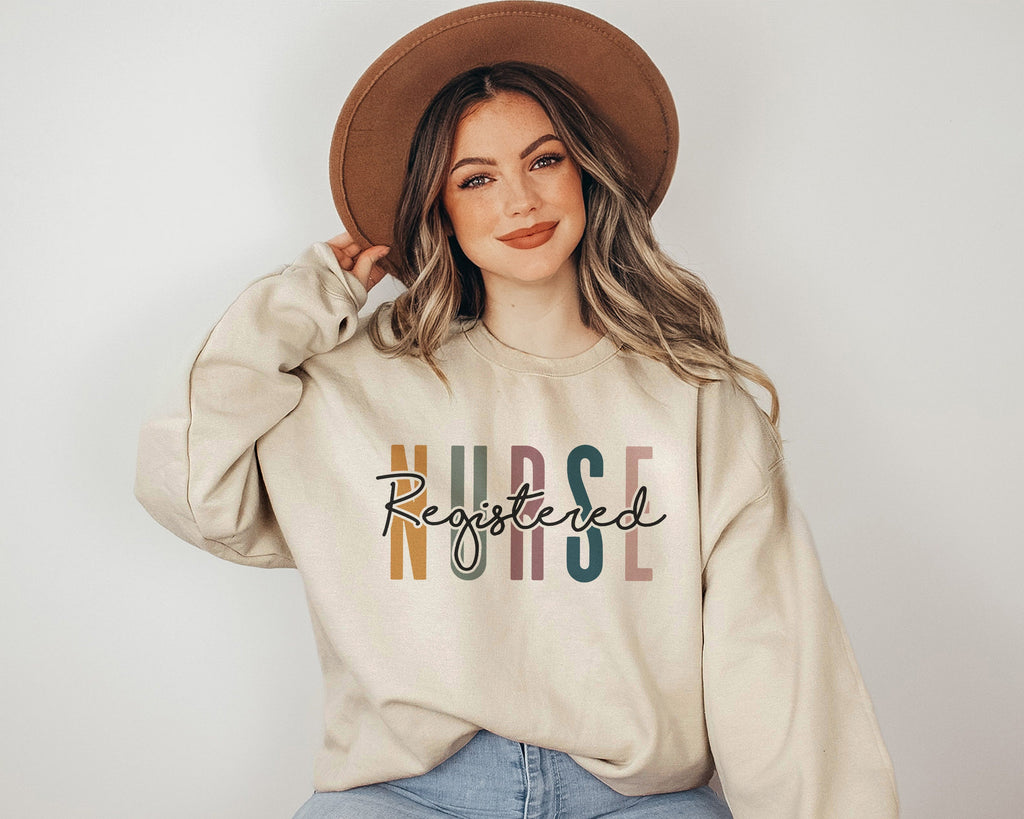 Registered Nurse Multicolor Sweatshirt, Gift For Student Nurse, Nursing School Grad, RN Registered Nurse Gift, Unisex Crewneck Sweatshirt