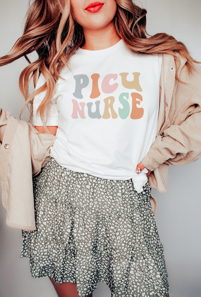Groovy PICU Nurse Shirt, Pediatric Nurse, Nursing School Student Grad, Gift For New Nurse, PICU Nurses Week, Retro Unisex Graphic Tee