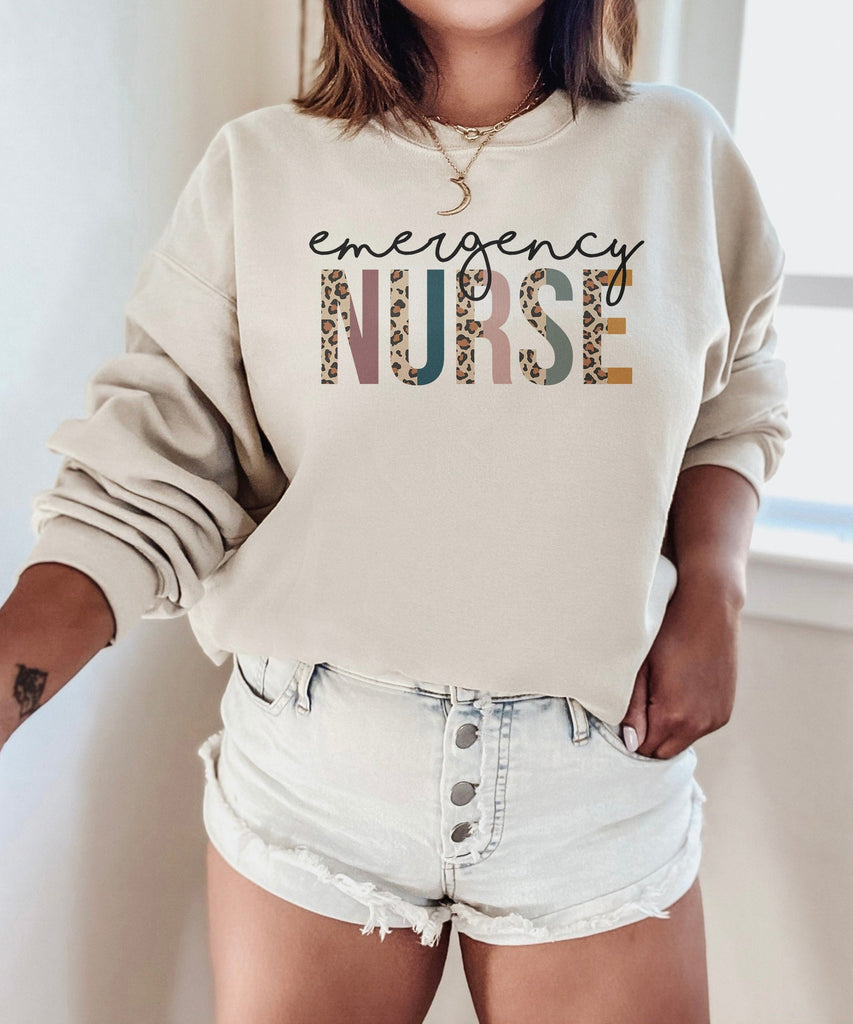 Emergency Nurse Sweatshirt - ER Nurse - Nurse Life - Trauma Nurse - Emergency Department - Leopard / Cheetah - Unisex Crewneck Sweatshirt