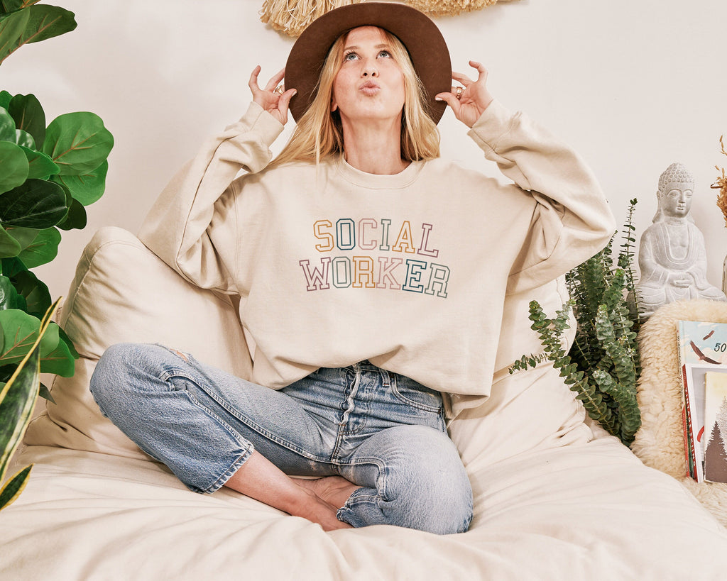 Retro Social Worker, Social Worker Student Graduation, New Future Healthcare Social Worker Gift, LSW, MSW, Unisex Crewneck Sweatshirt