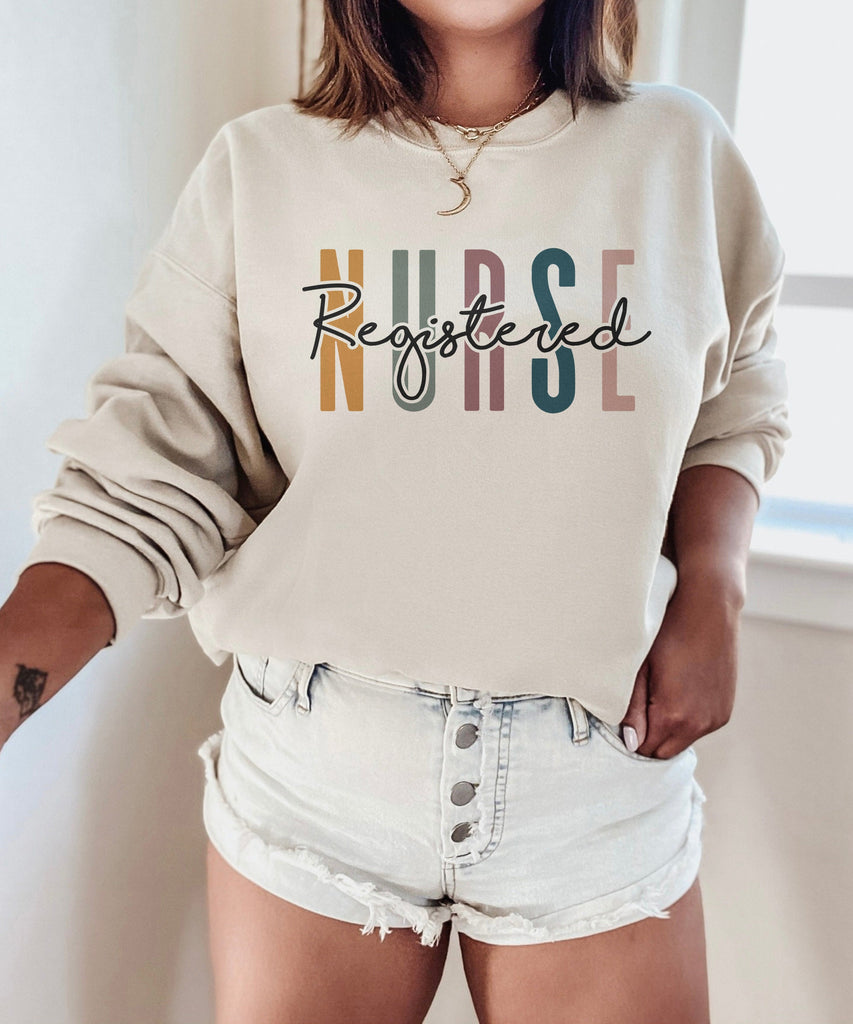 Registered Nurse Multicolor Sweatshirt, Gift For Student Nurse, Nursing School Grad, RN Registered Nurse Gift, Unisex Crewneck Sweatshirt