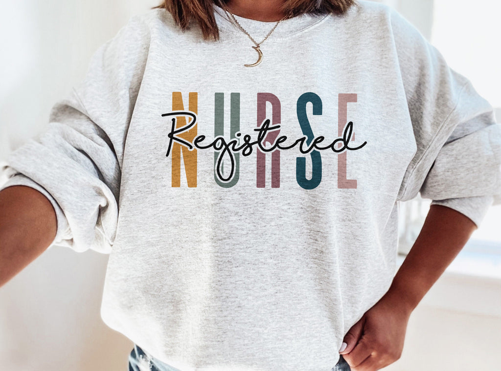 Registered Nurse Multicolor Sweatshirt, Gift For Student Nurse, Nursing School Grad, RN Registered Nurse Gift, Unisex Crewneck Sweatshirt