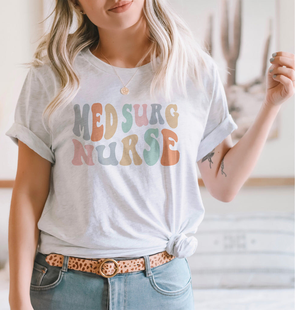 Groovy Retro Med Surg Nurse Shirt, New Future Nurse Gift Idea, Nursing School Student Grad, Medical Surgical Nurse Life, Unisex Graphic Tee