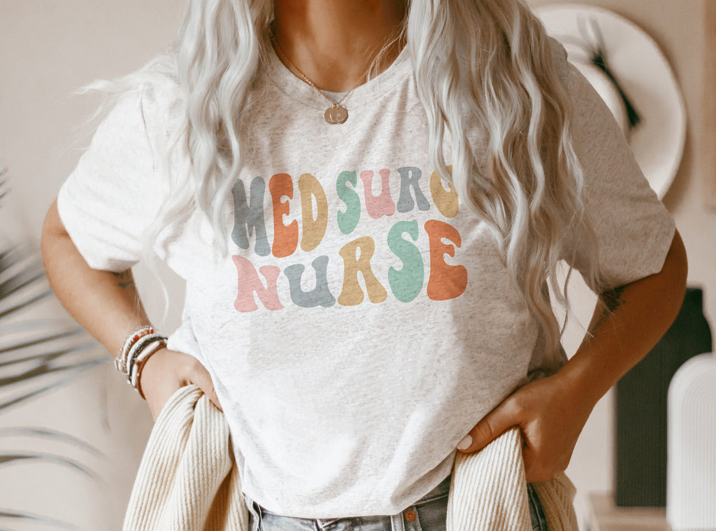 Groovy Retro Med Surg Nurse Shirt, New Future Nurse Gift Idea, Nursing School Student Grad, Medical Surgical Nurse Life, Unisex Graphic Tee