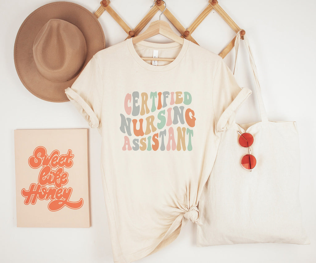 Groovy Retro CNA Shirt, Certified Nursing Assistant, Nurses Aide, Gift For New CNA, Nursing School Graduation, Unisex Graphic Tee