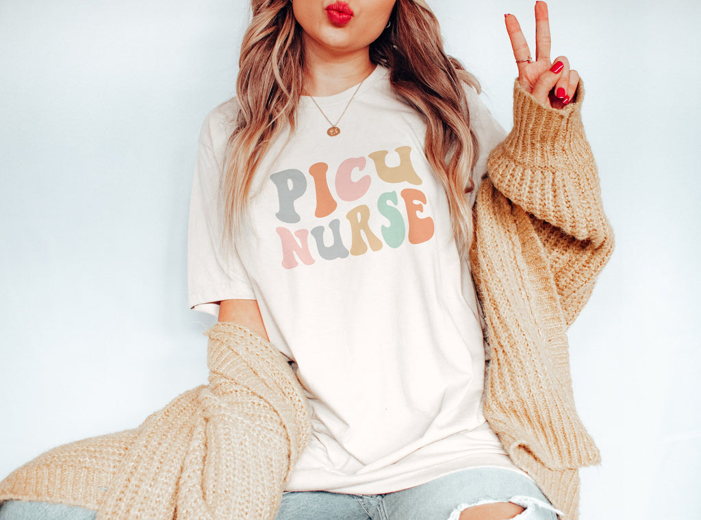Groovy PICU Nurse Shirt, Pediatric Nurse, Nursing School Student Grad, Gift For New Nurse, PICU Nurses Week, Retro Unisex Graphic Tee