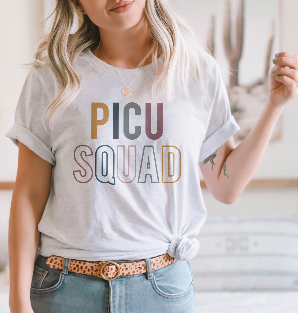 PICU Squad Shirt, Nurse Group Team Crew, Matching Office Shirts, Gift For New Nurses, Nursing School Student, Unisex Graphic Tee