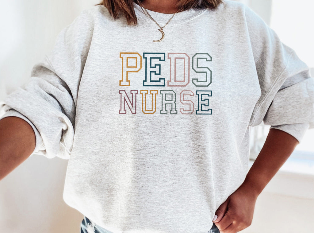 Retro PEDS Nurse Sweatshirt - RN LPN - Pediatric Nurse - Gift For Nurse - Nursing School Grad - Nurse Life - Unisex Crewneck Sweatshirt
