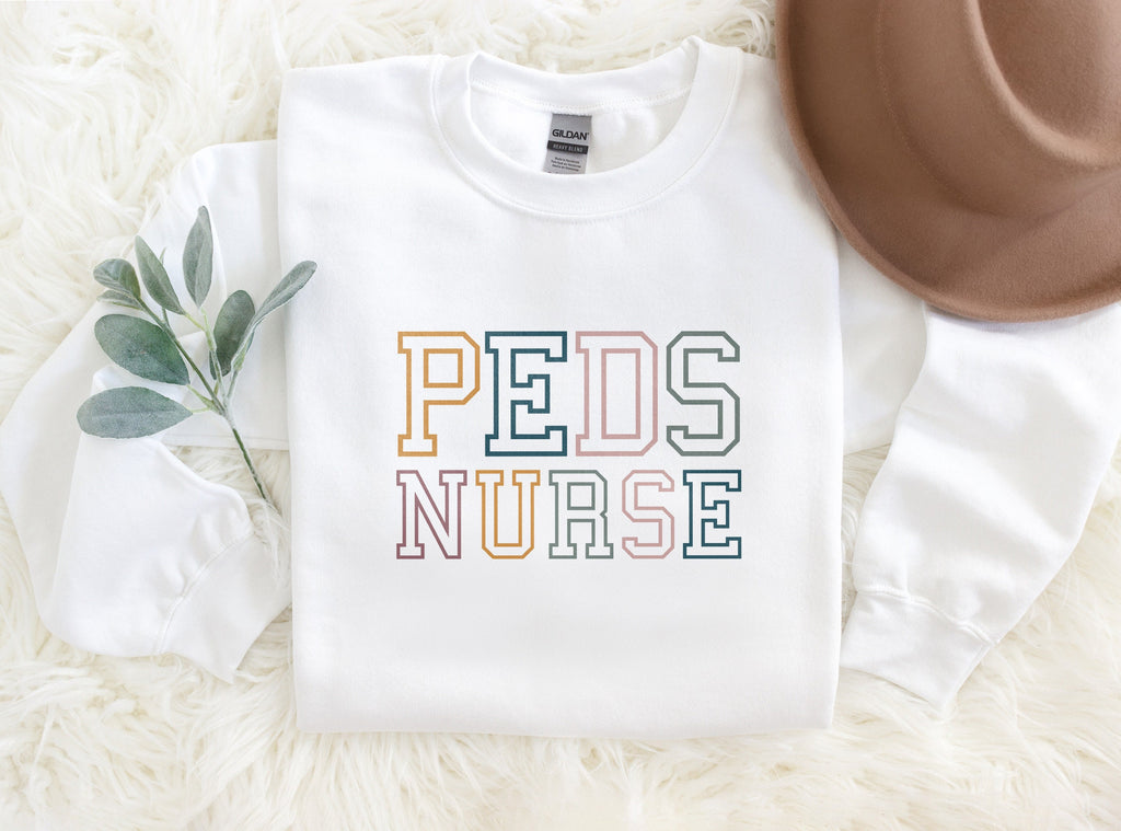 Retro PEDS Nurse Sweatshirt - RN LPN - Pediatric Nurse - Gift For Nurse - Nursing School Grad - Nurse Life - Unisex Crewneck Sweatshirt