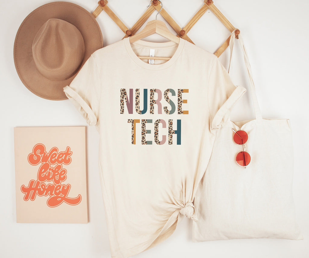 Leopard Nurse Tech Shirt, Nurse Technician, NT Shirt, New Future Nurse Gift Idea, Nurses Aide, Nurse Life, Unisex Graphic Tee