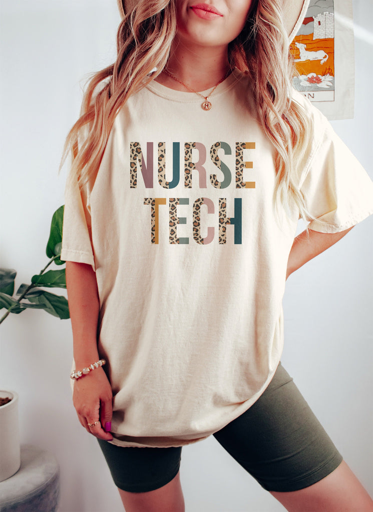 Leopard Nurse Tech Shirt, Nurse Technician, NT Shirt, New Future Nurse Gift Idea, Nurses Aide, Nurse Life, Unisex Graphic Tee