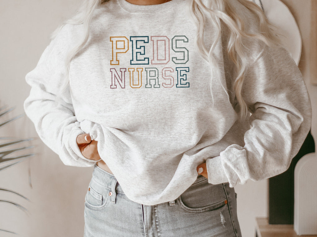 Retro PEDS Nurse Sweatshirt - RN LPN - Pediatric Nurse - Gift For Nurse - Nursing School Grad - Nurse Life - Unisex Crewneck Sweatshirt