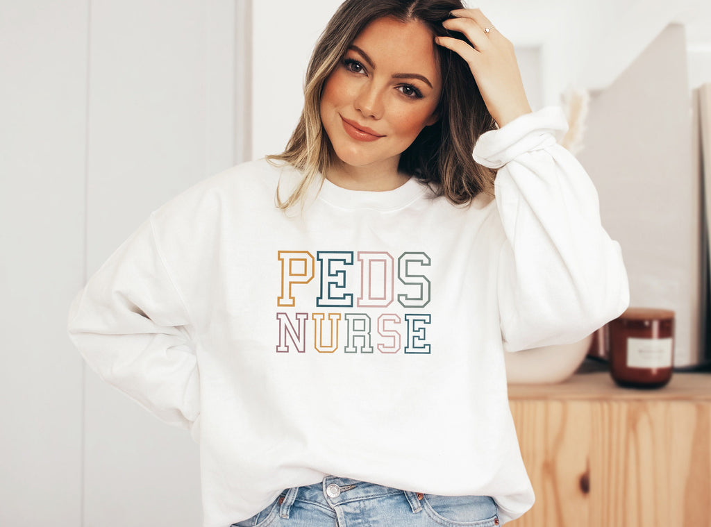 Retro PEDS Nurse Sweatshirt - RN LPN - Pediatric Nurse - Gift For Nurse - Nursing School Grad - Nurse Life - Unisex Crewneck Sweatshirt