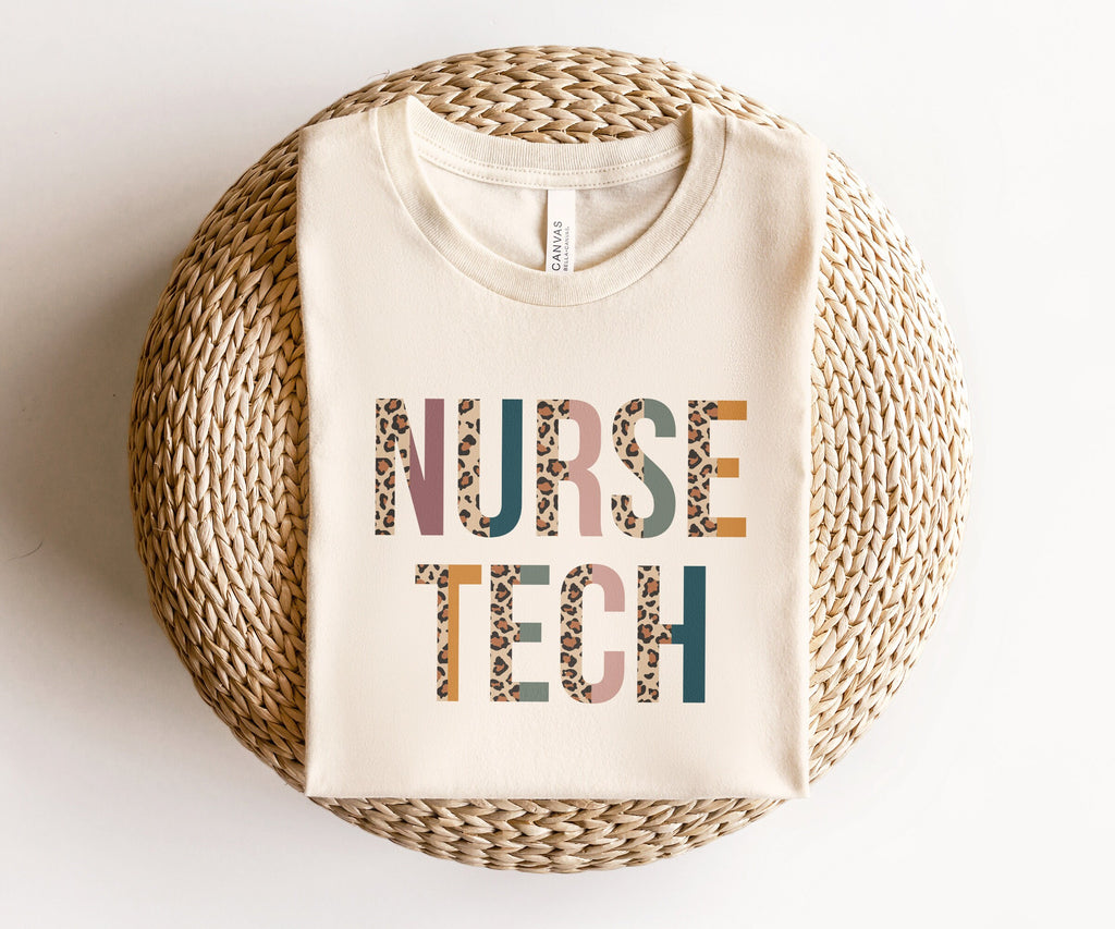 Leopard Nurse Tech Shirt, Nurse Technician, NT Shirt, New Future Nurse Gift Idea, Nurses Aide, Nurse Life, Unisex Graphic Tee